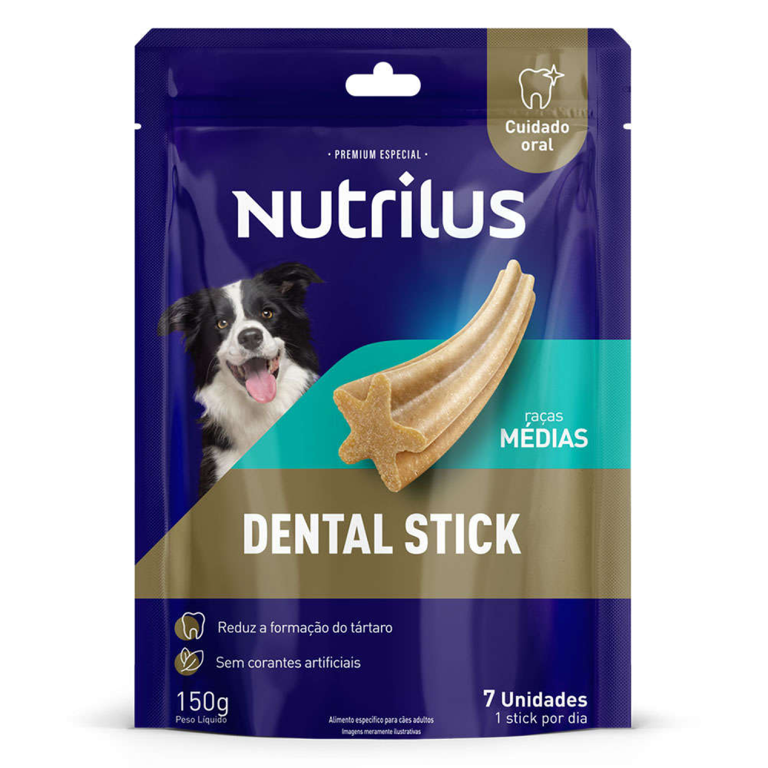 Petisco Nutrilus Dental Stick para Cães Adultos Porte Médio – 7 Unidades